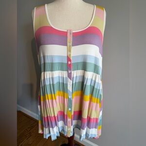 Torrid Pastel Stripe Supersoft Button-Front Tank - Torrid Size 3 (22-24, 3X)